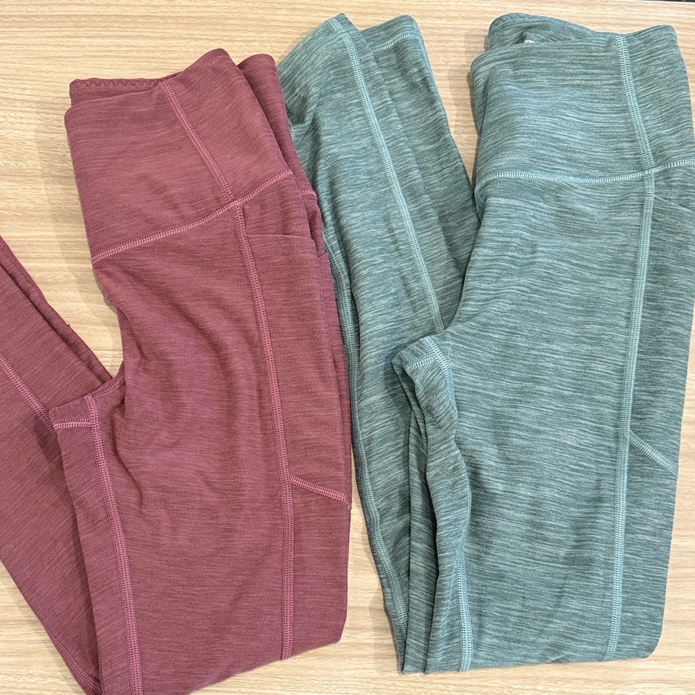 Victorias Secret Leggings with Pockets - (green & pink) Size 2 (set of 2)